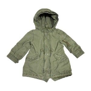 Baby Gap Girls Size 2T Olive Green Coat Canvas Anorak Hooded